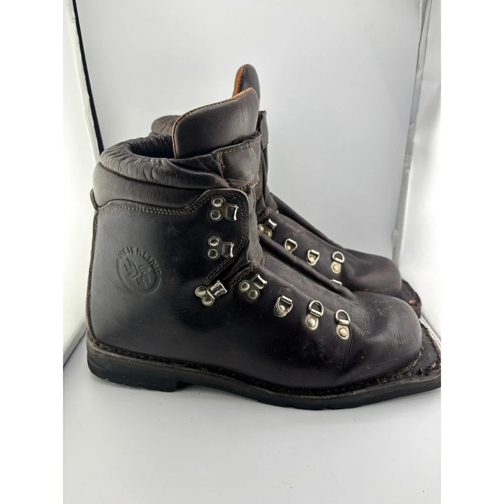 Heierling Vintage Leather Cross Country Ski Boots Brown Nordic Norm 75mm Mens 45